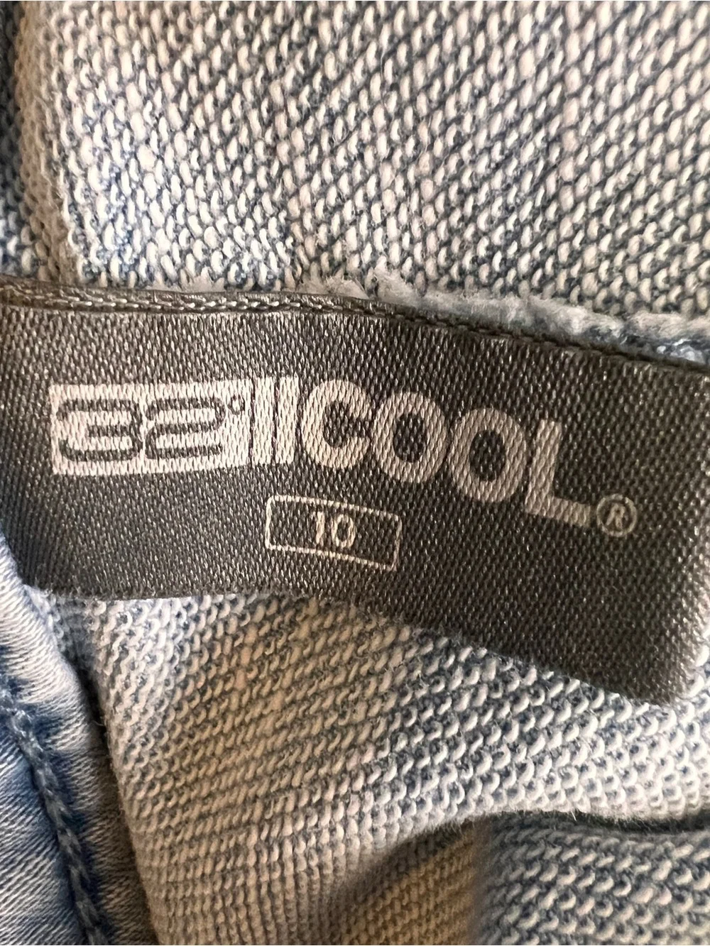 32 Degrees Cool Denim Skirt Sz 10 Blue Light Wash Stretch Casual Knee Length EUC